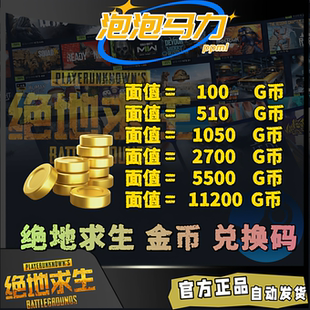PUBGG币绝地求生皮肤官方G币金币游戏币充值点券吃鸡兑换码 CDK