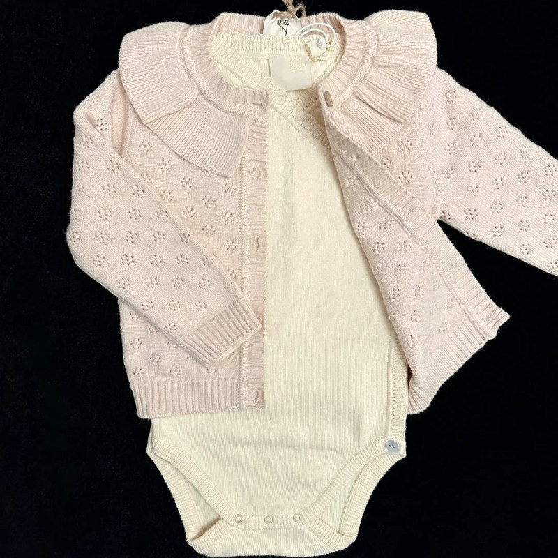 婴儿秋衣套装秋天超洋气荷叶领婴幼儿哈衣两件套宝宝衣服秋季薄款