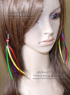 欧美 波西米亚风格 羽毛耳环 耳饰 PARTY女王 颜色随机