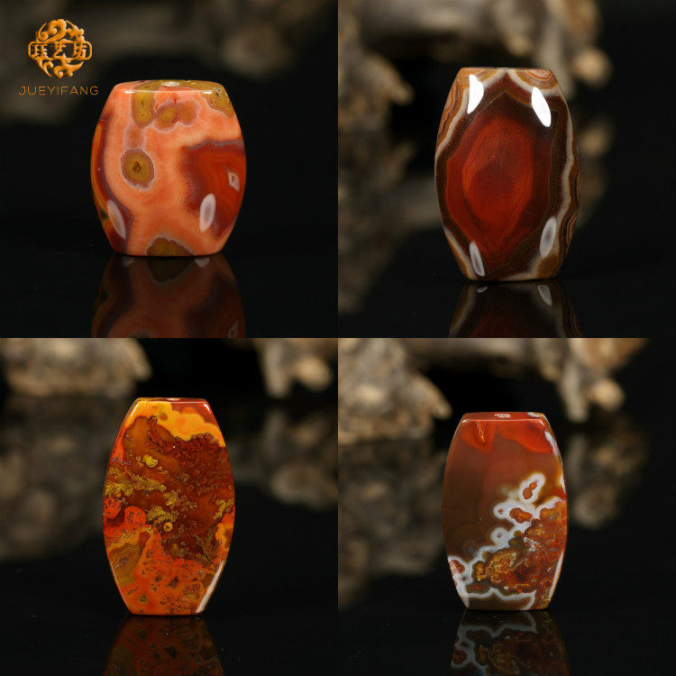 珏艺坊宣化战国红玛瑙精品扁勒子背云桶珠 LDB15