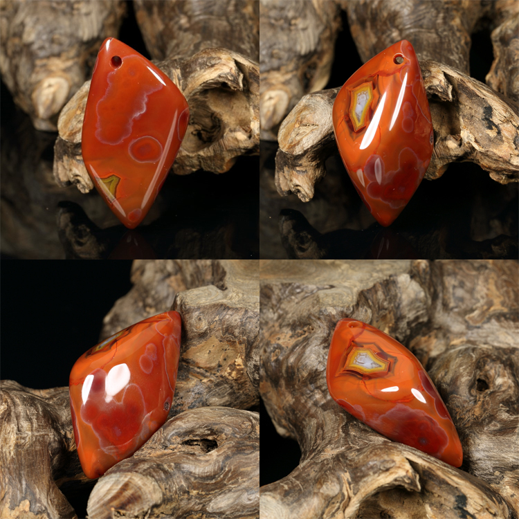 珏艺坊宣化战国红玛瑙精品随形毛衣链吊坠项坠 DZSXB15