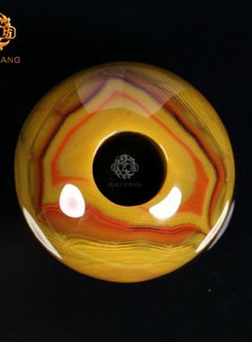 珏艺坊宣化战国红精品鸡油黄红缟平安扣环璧袈裟扣 K3241