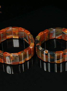 宣化战国红玛瑙多色炫彩手链