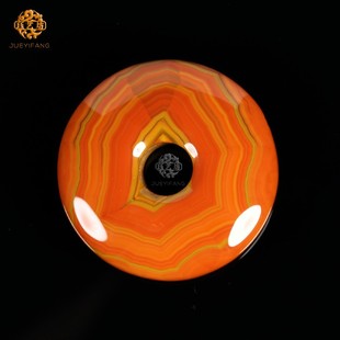 珏艺坊宣化战国红精品艳红黄封闭缠丝平安扣环璧 K3291