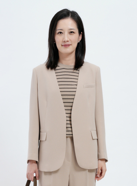 lovete夏梵新品醋酸系列修身无领西装外套
