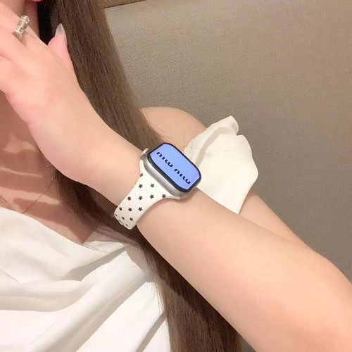 适用苹果手表硅胶小蛮腰波点表带