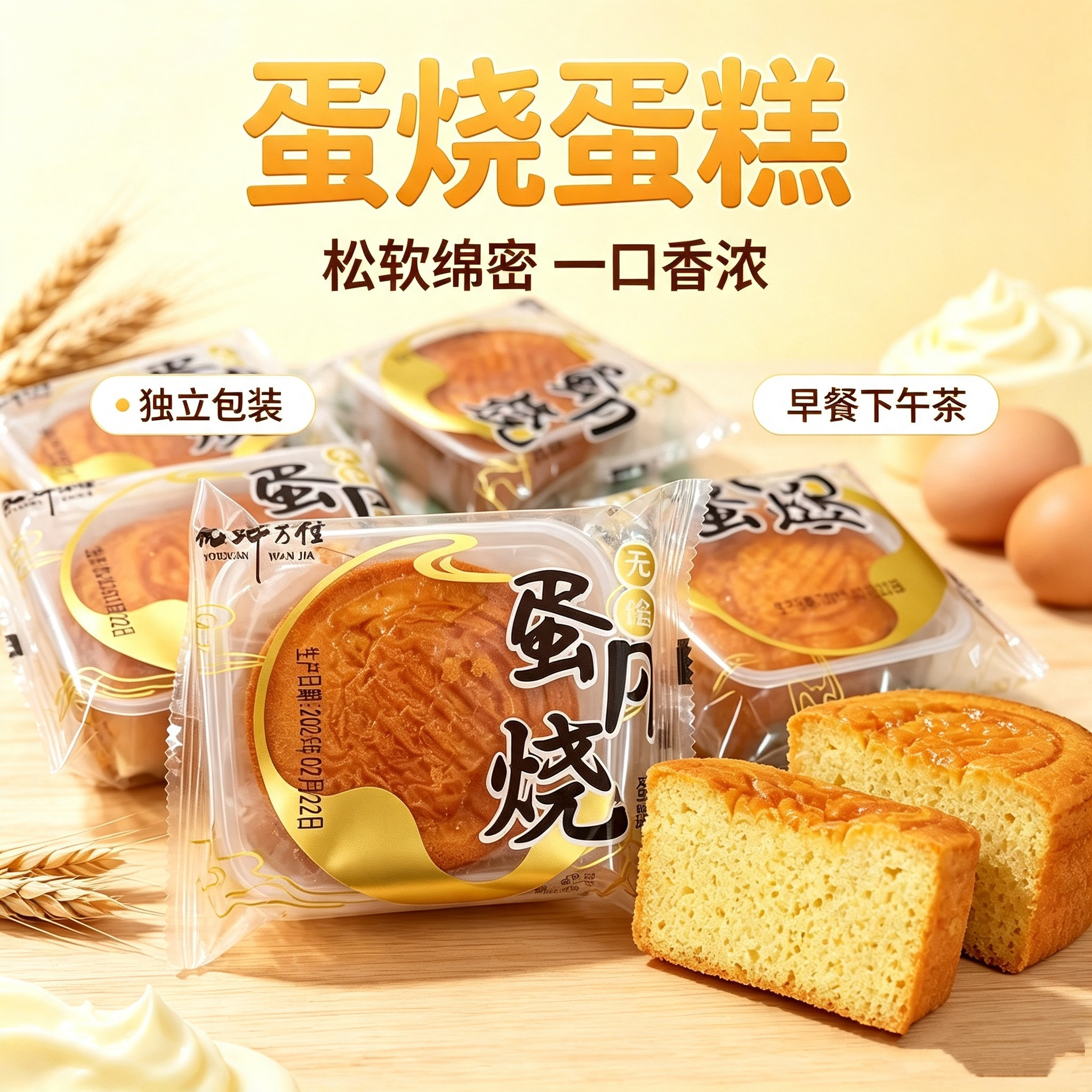 优鲜万佳无陷蛋烧月饼中秋节月饼独立包装袋装蛋糕糕点包邮