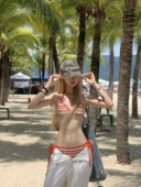 Sunset日落黄昏美式 复古条纹比基尼ins风辣妹泳衣女显白度假泳装