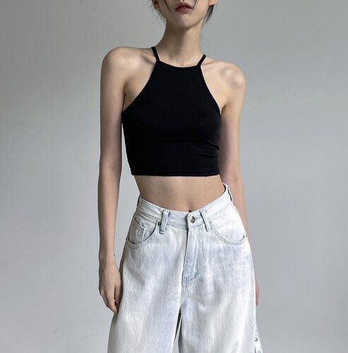 纯棉修身内搭显瘦百搭打底衫美背吊带露背小背心女紧身短款上衣夏