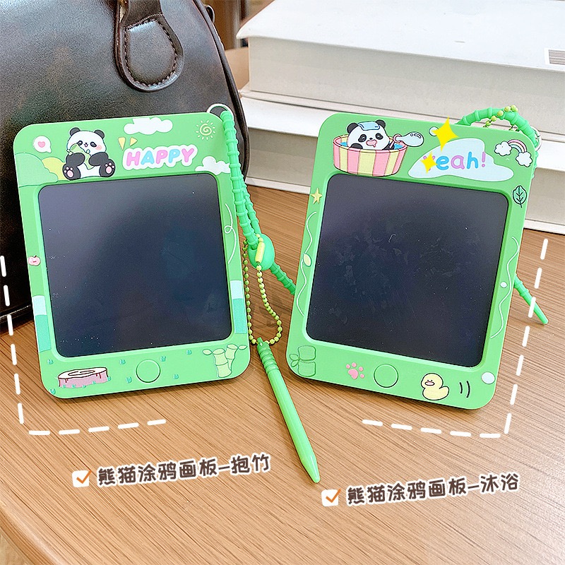 创意卡通熊猫涂鸦画板钥匙扣儿童益智创作绘画板公仔手写板礼品