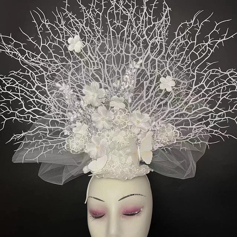 韩式唯美森系新娘婚纱礼服手工花朵发饰影楼t台走秀创意造型头饰