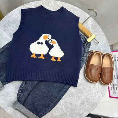 韩版羊驼绒春秋卡通马甲