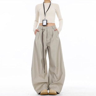 【U潮】Free Sonata美式cleanfit简约双褶皱垂感弯刀西裤男女阔腿