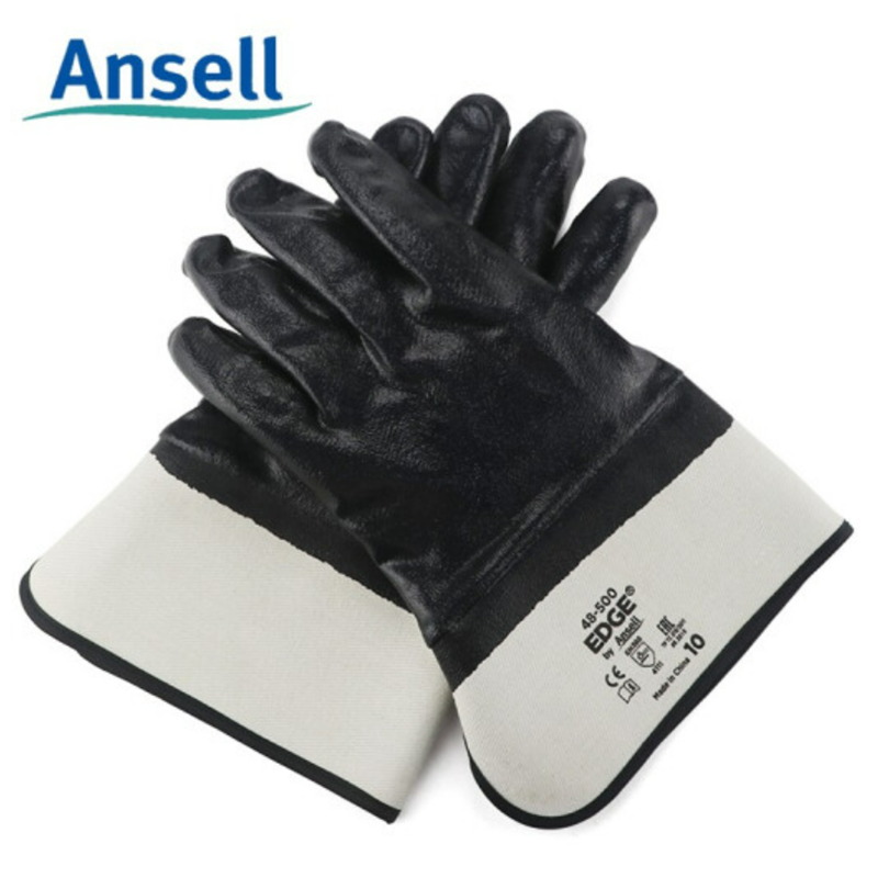 Ansell安思尔48-500重量型丁腈全浸胶涂层防油防液体耐磨机械手套