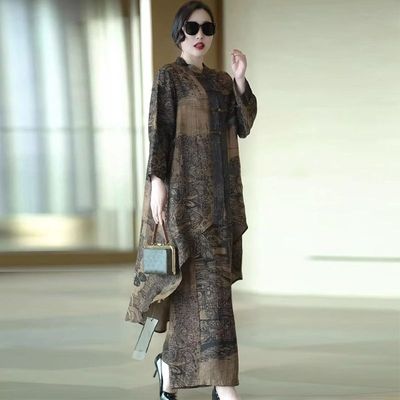 时尚宽松大码复古不规则两件套