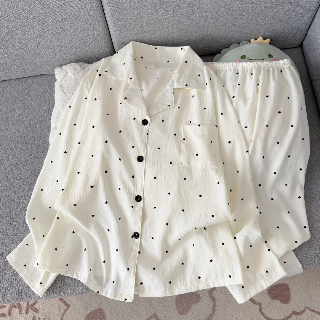 云朵棉感睡衣女款杏色简约春秋季睡衣/家居服套装