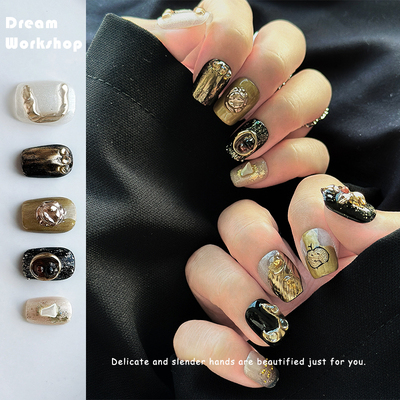 猫眼轻奢爆闪美甲成品穿戴甲