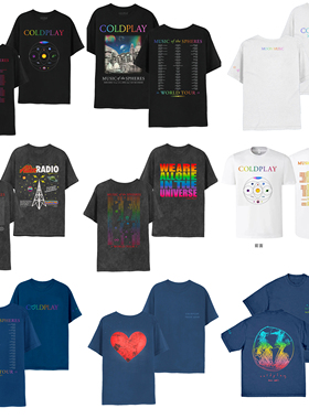 2025新款酷玩乐队Coldplay英国摇滚音乐香港行同款短袖T恤衫纯棉