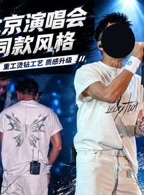 锋味锋哥南京北京演唱会Evolution字母蝴蝶同款短袖t恤烫钻反光