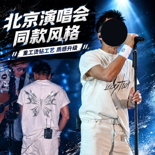 锋味锋哥南京北京演唱会Evolution字母蝴蝶同款短袖t恤烫钻反光