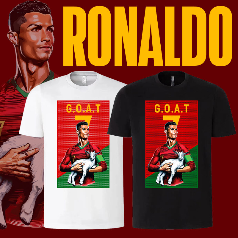 GOAT C罗短袖T恤CR7山羊 圆领纯棉 葡萄牙国家队7号印花半袖