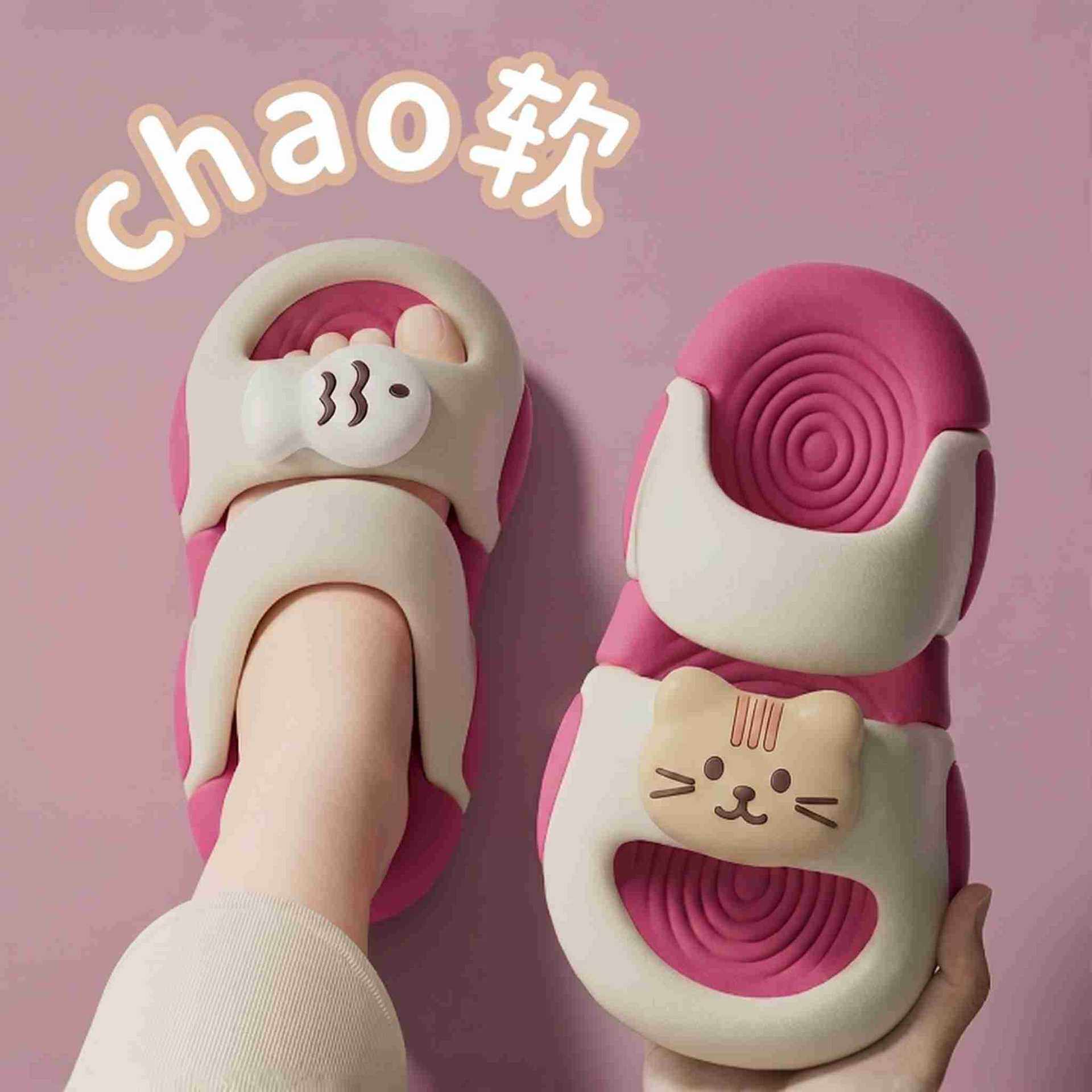 亲子户外凉拖鞋夏季厚底可爱猫咪儿童可外穿凉鞋女童防滑透气母女