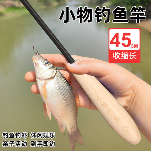 新手儿童迷你微物小物钓鱼竿套装