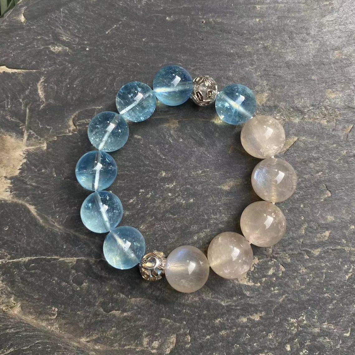 承包愿望天然海蓝宝月光石手链