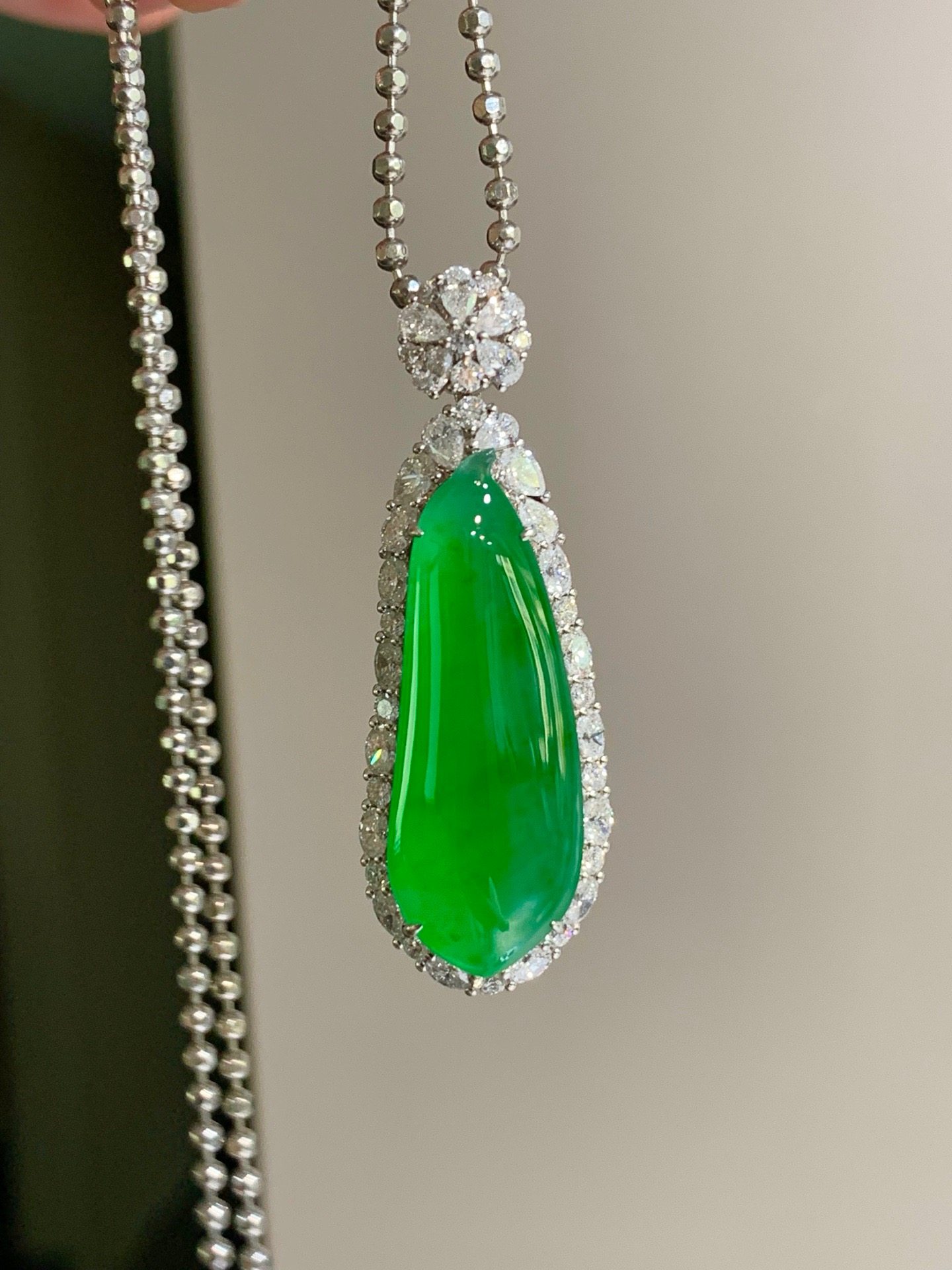 纯天然缅甸A货翡翠冰种阳绿福瓜吊坠冰种玉石挂件男女款送证书