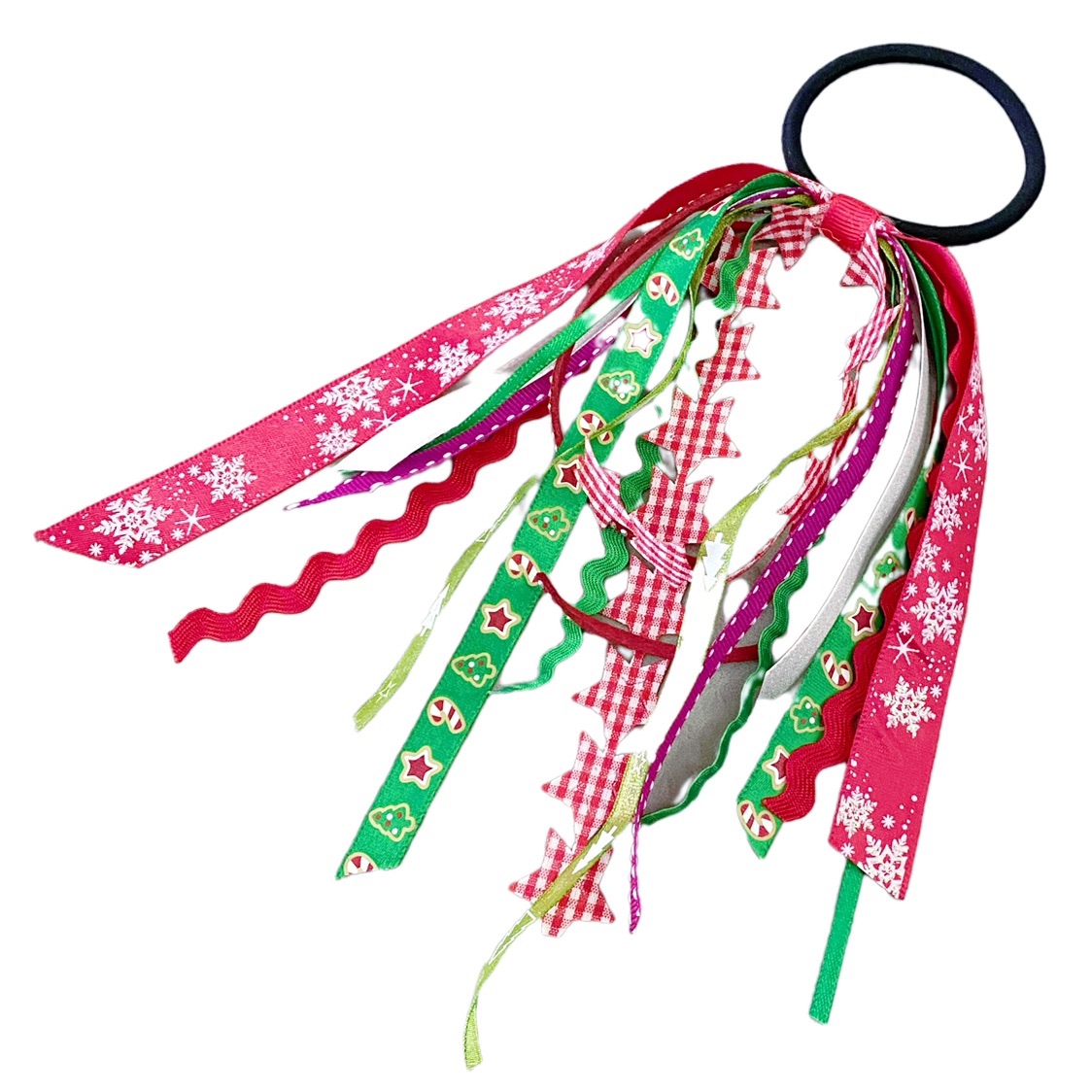 圣诞女孩头绳发圈头饰丝带女童饰品手工可爱欧美马尾绳发绳儿童