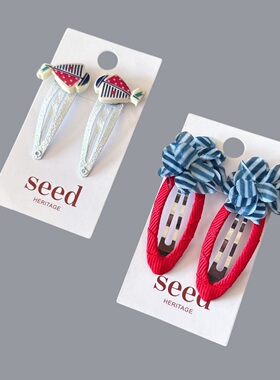 Seed女孩小帆船发夹边夹刘海夹发卡外贸欧美蓝色花朵发饰头饰可爱