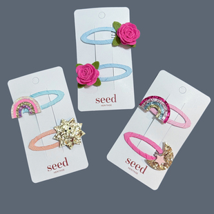 Seed彩虹星星儿童发夹边夹碎发夹宝宝花朵手工发饰发卡可爱甜美饰