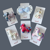 Seed新年小马可爱布艺刺绣发夹发卡手工女孩儿童Bb夹发饰甜美饰品