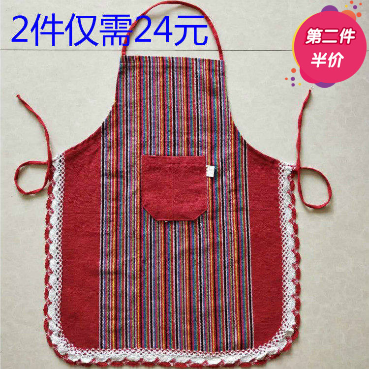 纯棉老粗布加厚无袖围裙酒店防污防油挂脖工作服家用做饭清洁用品