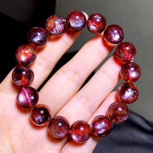 天然胶花手链异像水晶鸩羽红胶花男女士黄胶花金鲤鱼手串