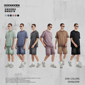 基础款 T恤打底衫 basic个性 街头加logo反底炒色散边磨破洞做旧短袖