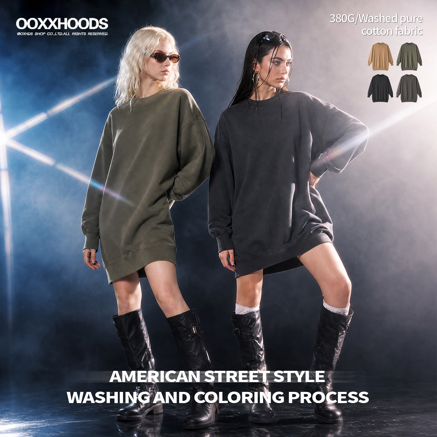 【中长款】美式复古水洗加厚卫衣