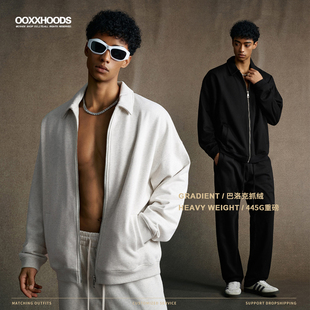 2025秋冬新品 百搭fog风oversize落肩散边加绒炒雪花拉链翻领卫衣