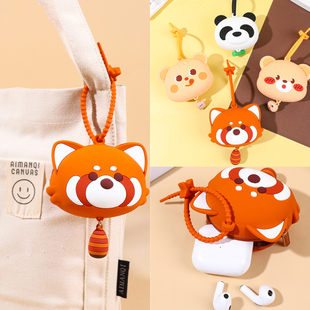 小熊猫女学生手拎挂包可爱男儿童硬币耳机收纳杂物小包卡通零钱包