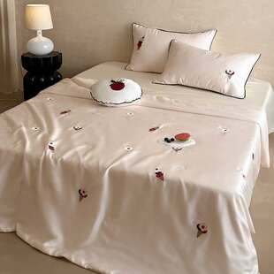 60S天丝夏凉被冰丝夏季粉色薄款空调被四件套可水洗凉感轻薄被子