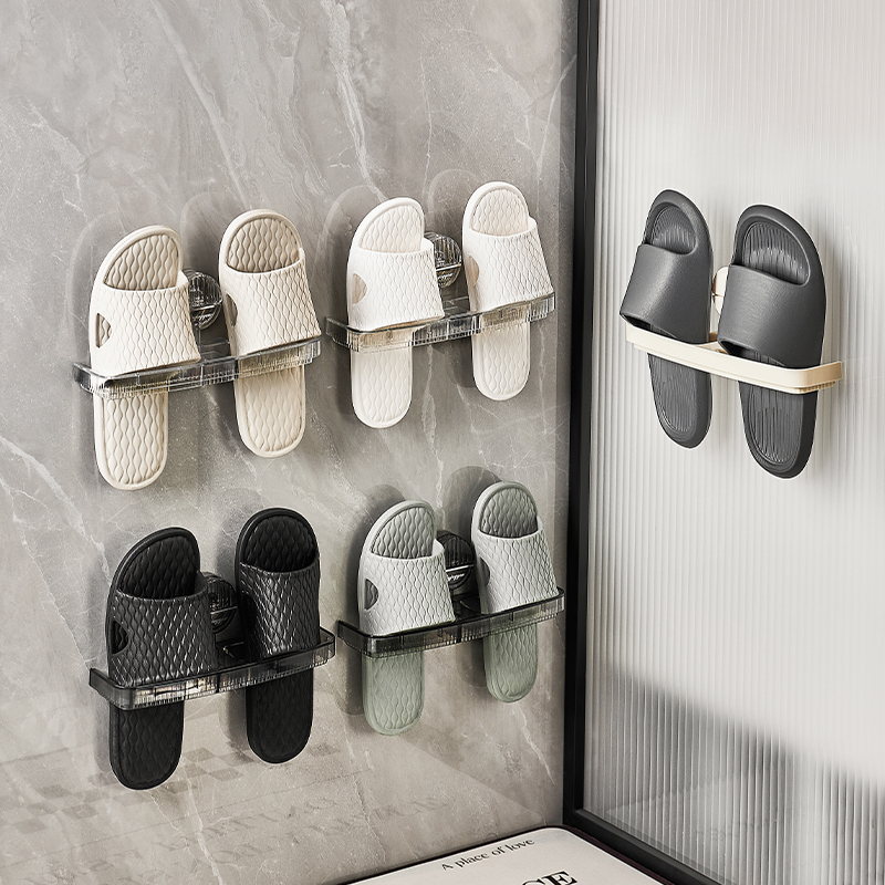 吸盘卡扣浴室拖鞋架门后收纳挂架