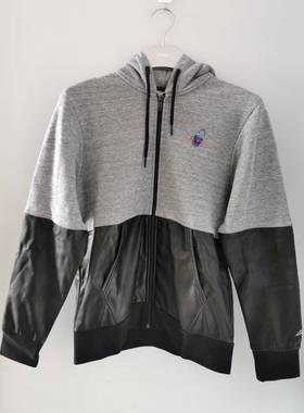 Lining李宁秋冬款连帽保暖加绒上衣半皮衣拉链卫衣外套AWDL805-2