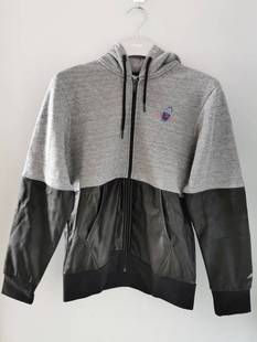 Lining李宁秋冬款连帽保暖加绒上衣半皮衣拉链卫衣外套AWDL805-2