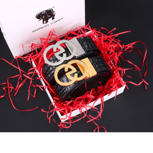 奢侈品送礼物 带礼盒装 美国大象花园男士 加宽纯牛皮腰带潮流皮带裤