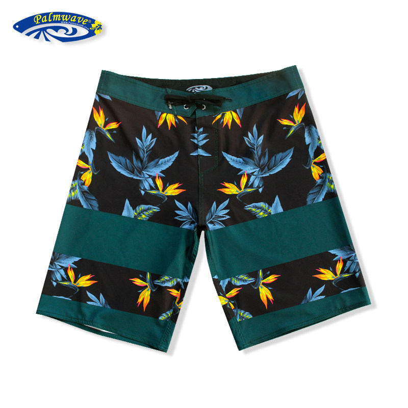 棕榈浪夏威夷花色弹力冲浪裤沙海滩裤居家休闲短裤五分裤男速干