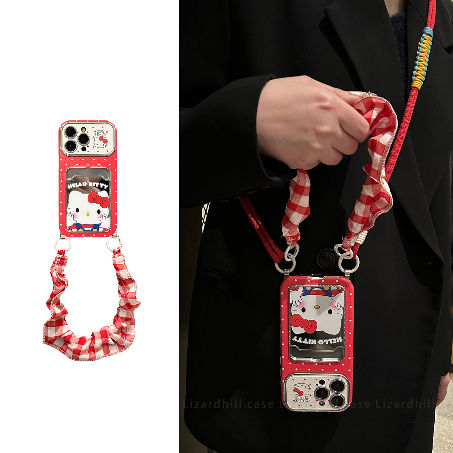 lizardhill 新年红色波点kt猫适用苹果17promax手机壳女新款16pro镜头全包防摔iphone15斜挎背带挂绳14pro,3C数码配件,手机保护套/壳,淘宝优惠券,粉丝福利购,淘宝优惠卷