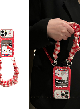 lizardhill 新年红色波点kt猫适用苹果17promax手机壳女新款16pro镜头全包防摔iphone15斜挎背带挂绳14pro