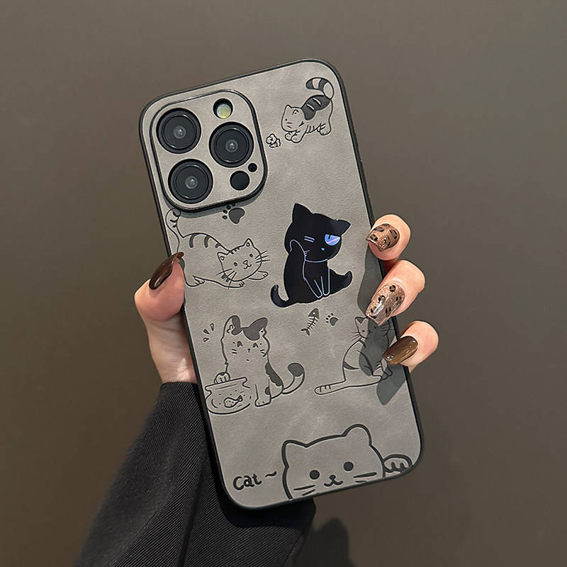 lizardhill 可爱猫咪适用苹果16手机壳18pro新款17pro情侣iphone15promax男女14pro黑色13小众高级感12独特11