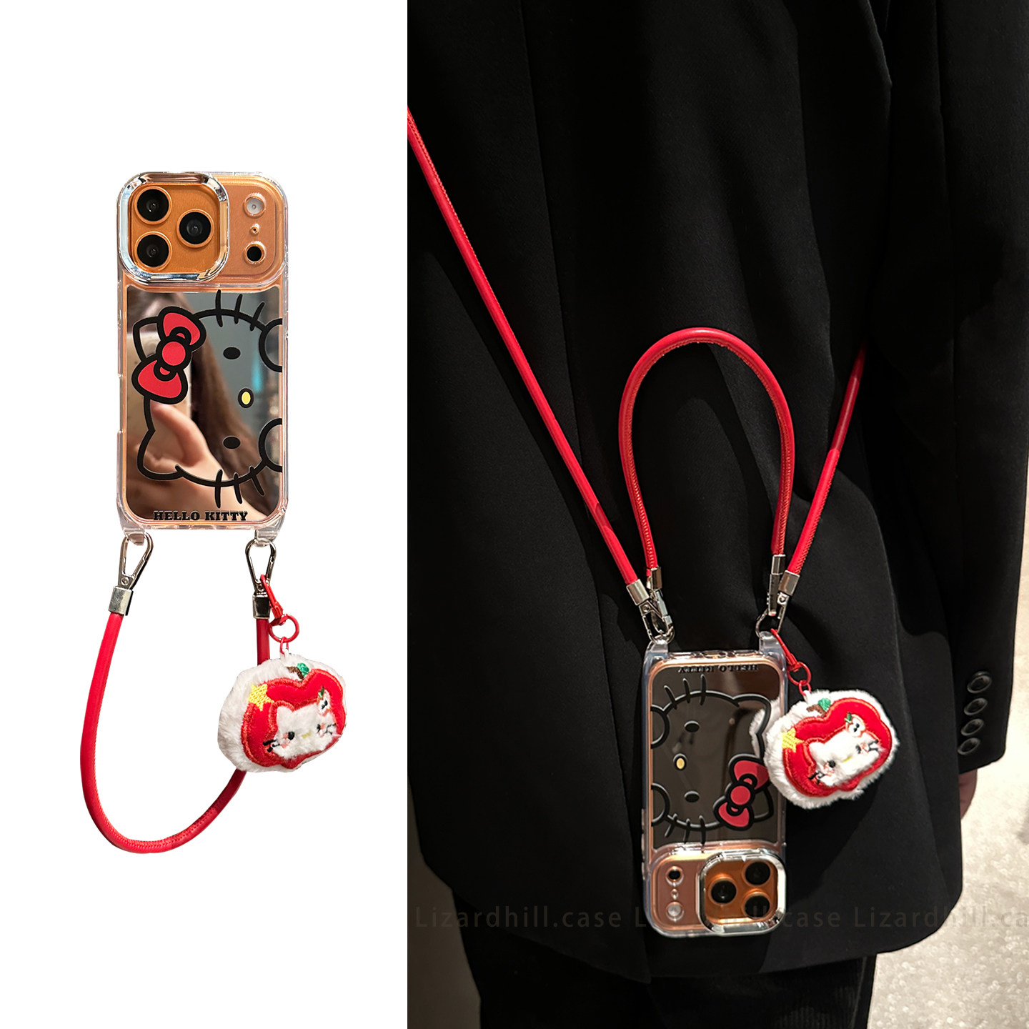 lizardhill 镜面补妆镜简约kt适用苹果17promax手机壳新款16pro女iphone15斜挎背带挂绳14pro可爱13不撞壳,3C数码配件,手机保护套/壳,淘宝优惠券,粉丝福利购,淘宝优惠卷