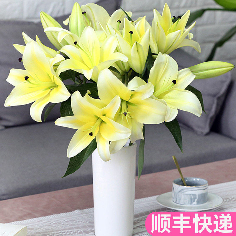 鲜百合花真花家用黄天霸百合鲜花水养香水花卉市场斗南基地直发